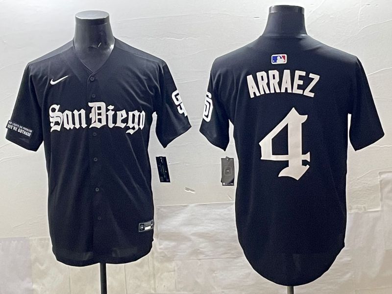 Men 2025 San Diego Padres #4 Arraez Black Five generations Joint Name Nike MLB Jersey style 2->washington commanders->NFL Jersey